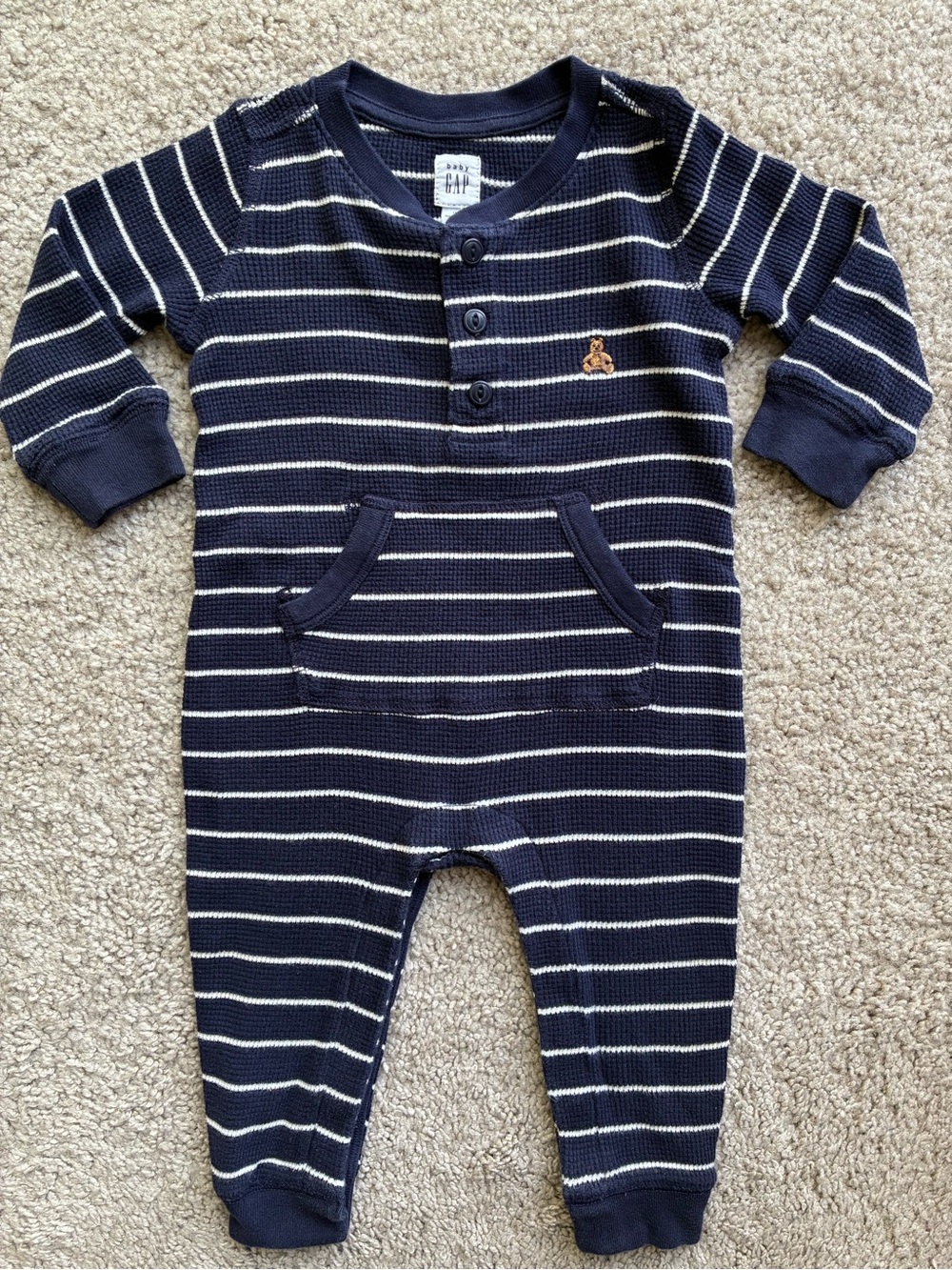 GAP Navy and White Striped Waffle-Knit One-Piece
